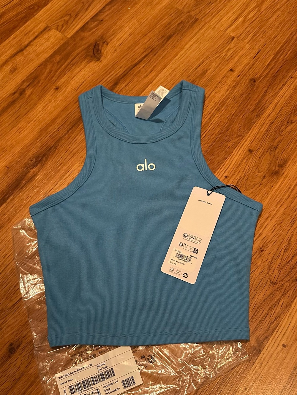 ALO Yoga Girls' Sky Blue Ribbed Tank